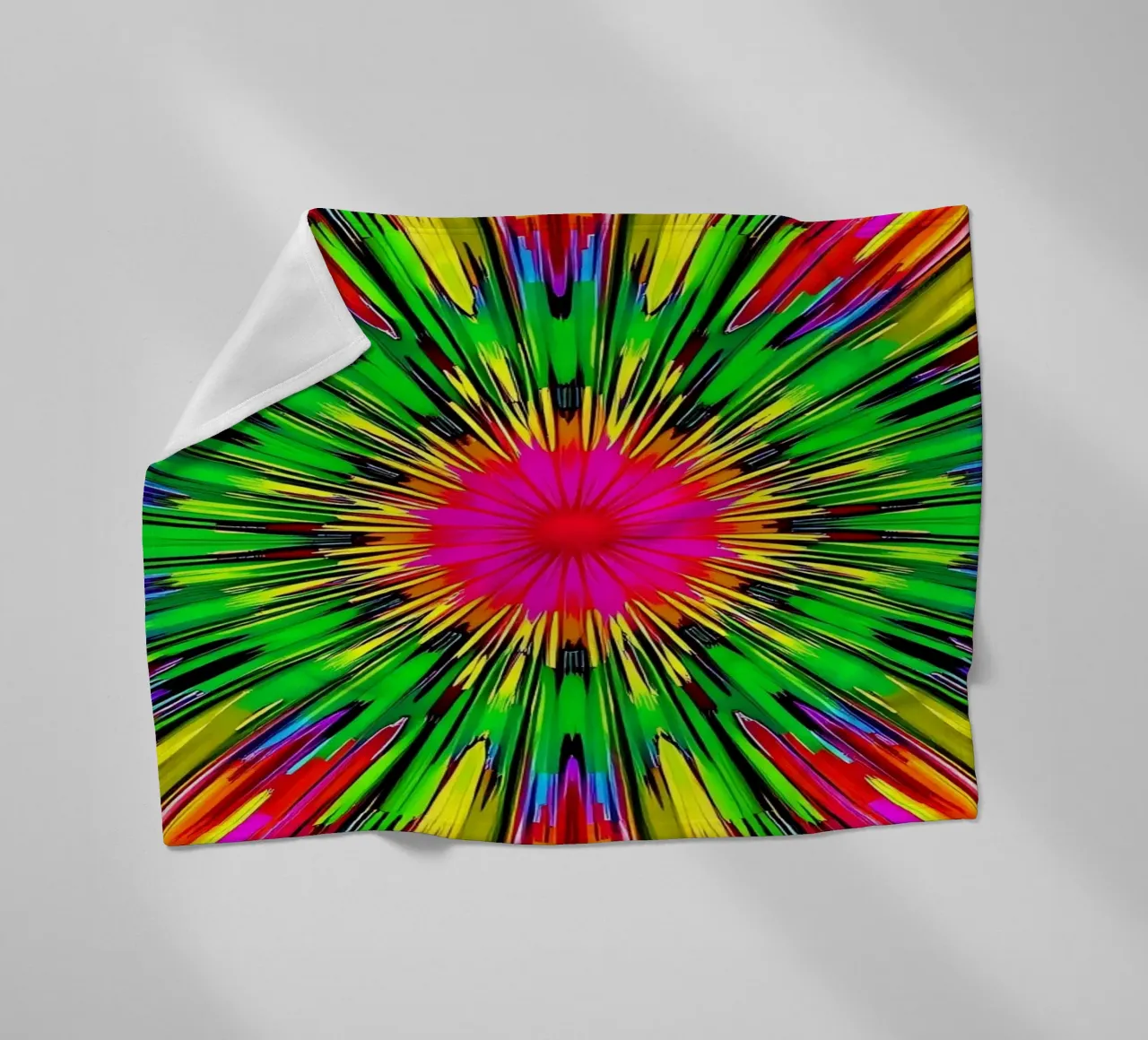 Vibrant abstract design with colorful radial burst pattern fleece blanket by DesignDoodle
