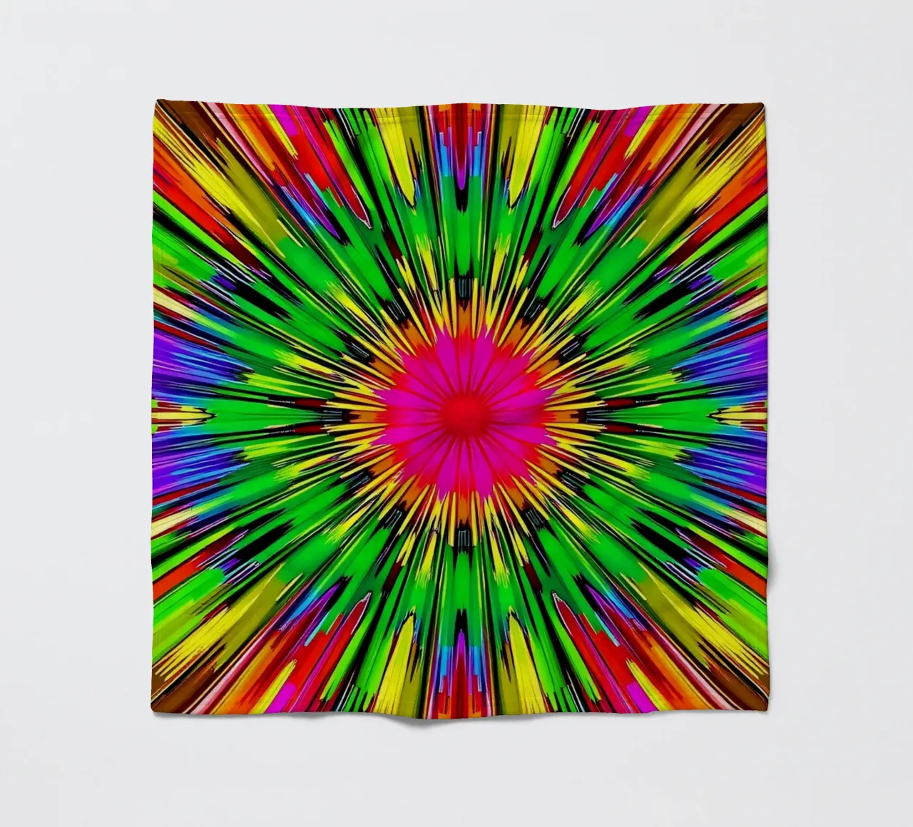 Vibrant abstract design with colorful radial burst pattern fleece blanket by DesignDoodle