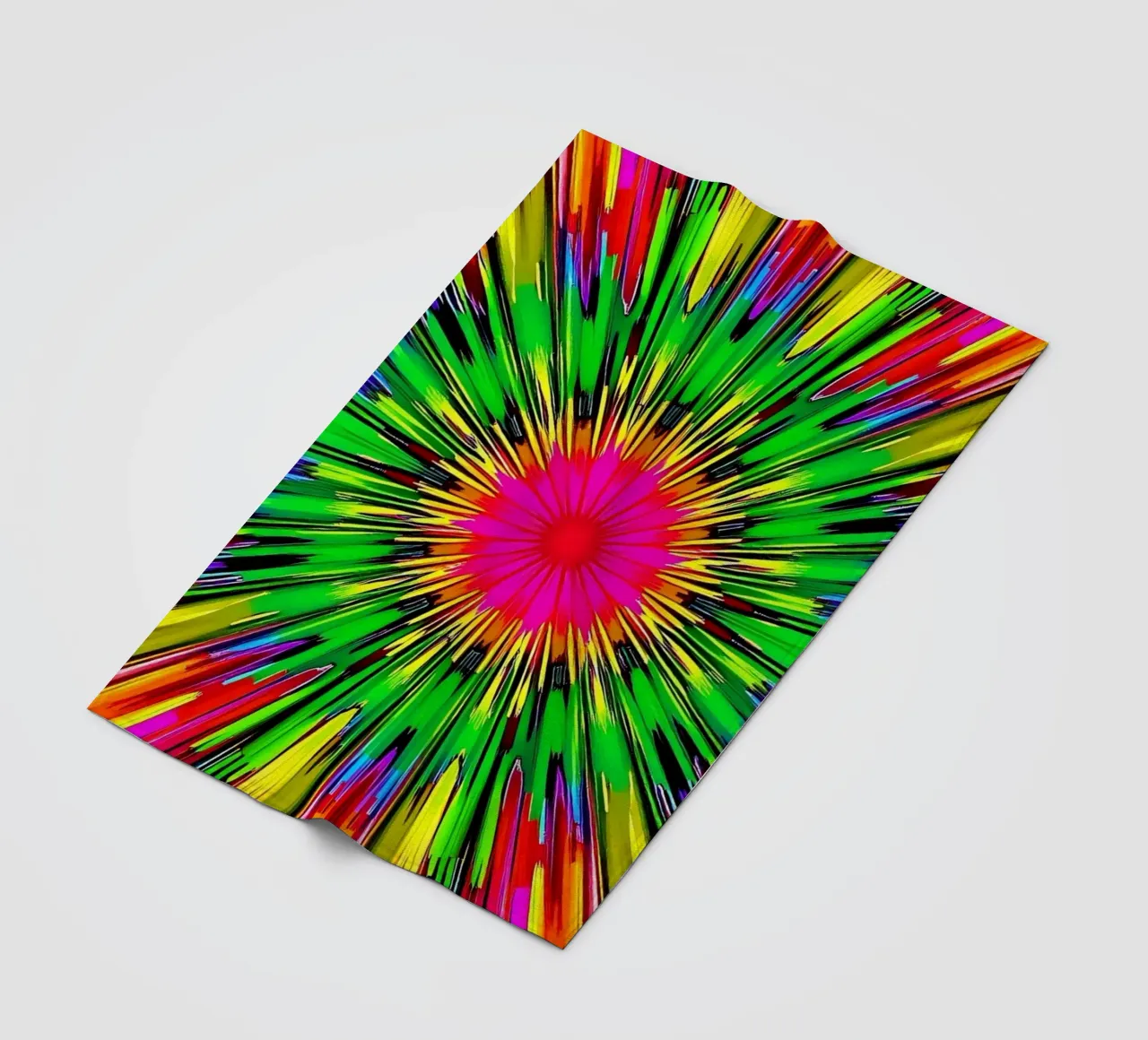 Vibrant abstract design with colorful radial burst pattern fleece blanket by DesignDoodle