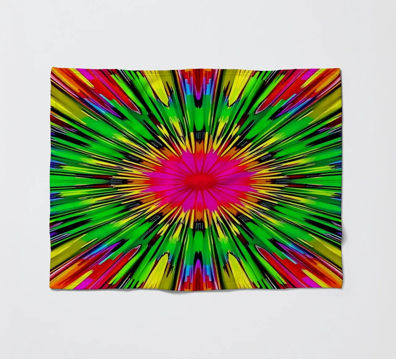 Vibrant abstract design with colorful radial burst pattern fleece blanket by DesignDoodle