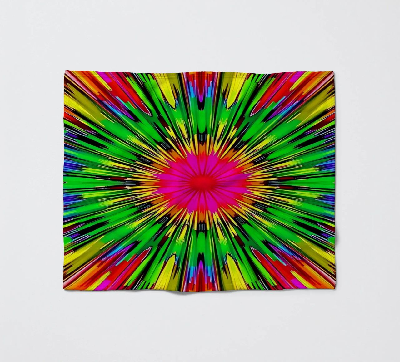Vibrant abstract design with colorful radial burst pattern fleece blanket by DesignDoodle