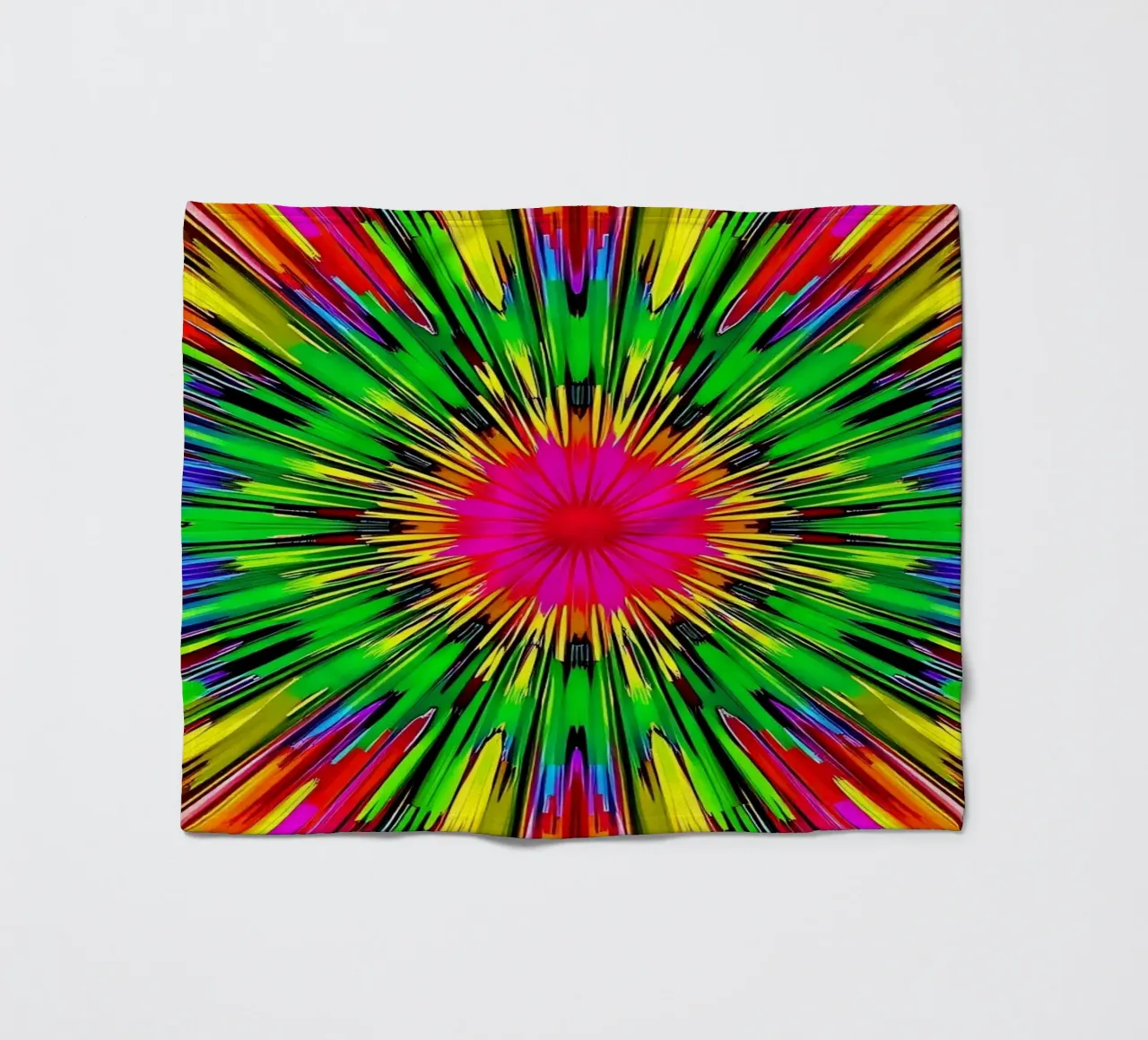 Vibrant abstract design with colorful radial burst pattern fleece blanket by DesignDoodle