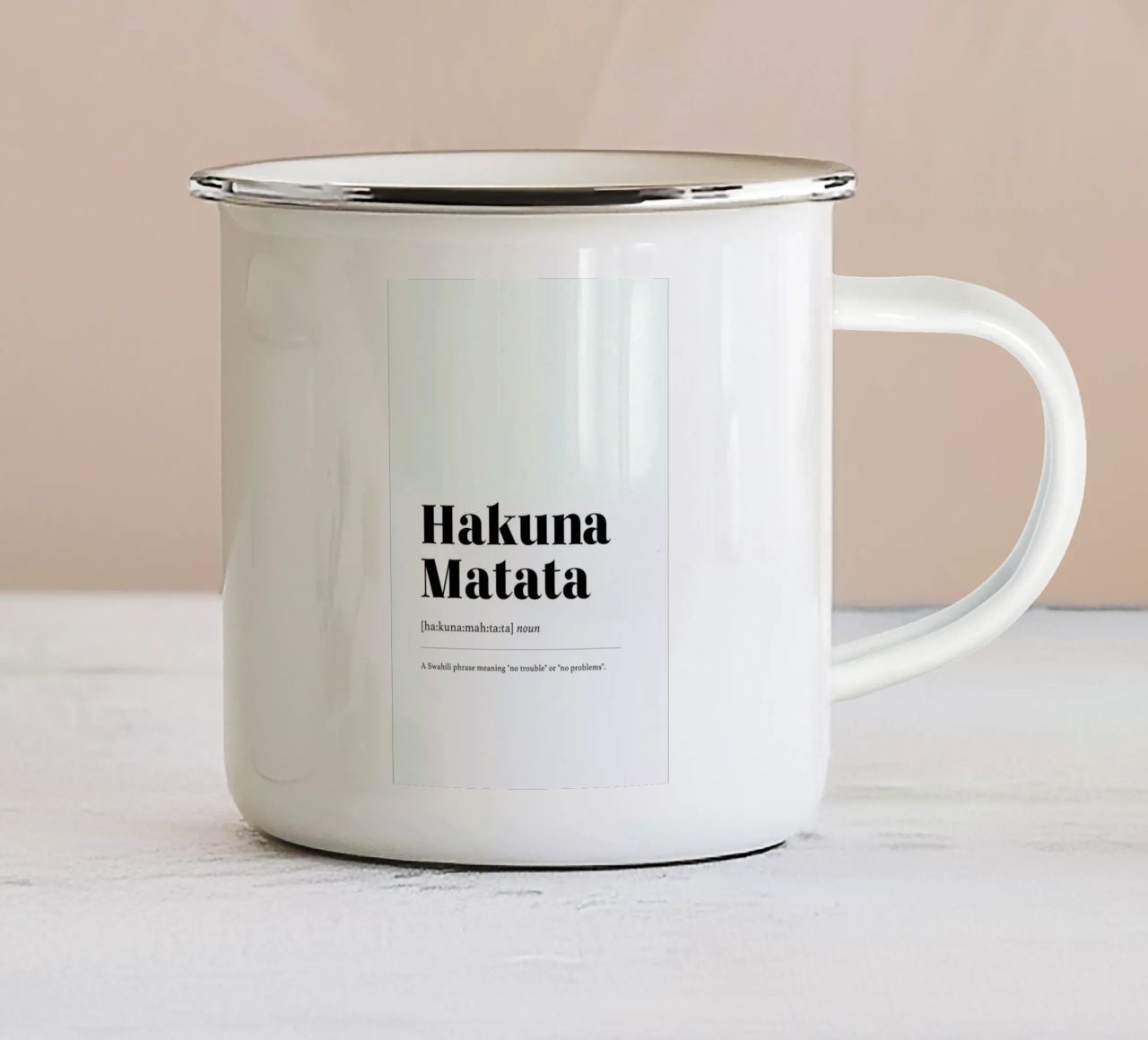 Hakuna Matata tazza in smalto da daylight design studio
