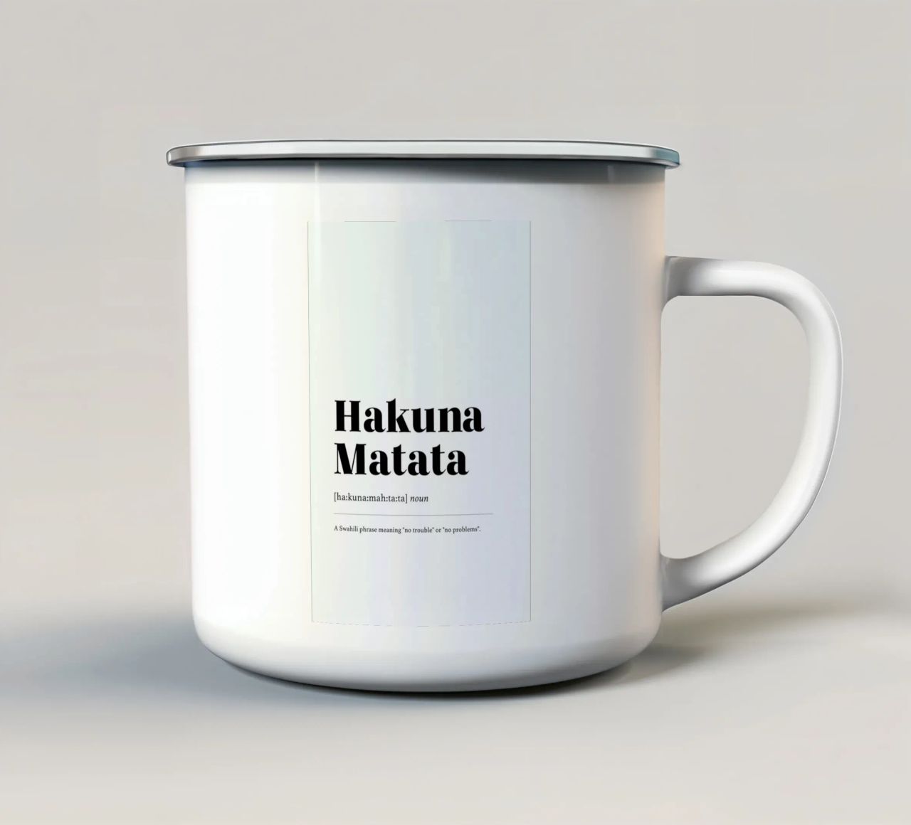 Hakuna Matata tazza in smalto da daylight design studio