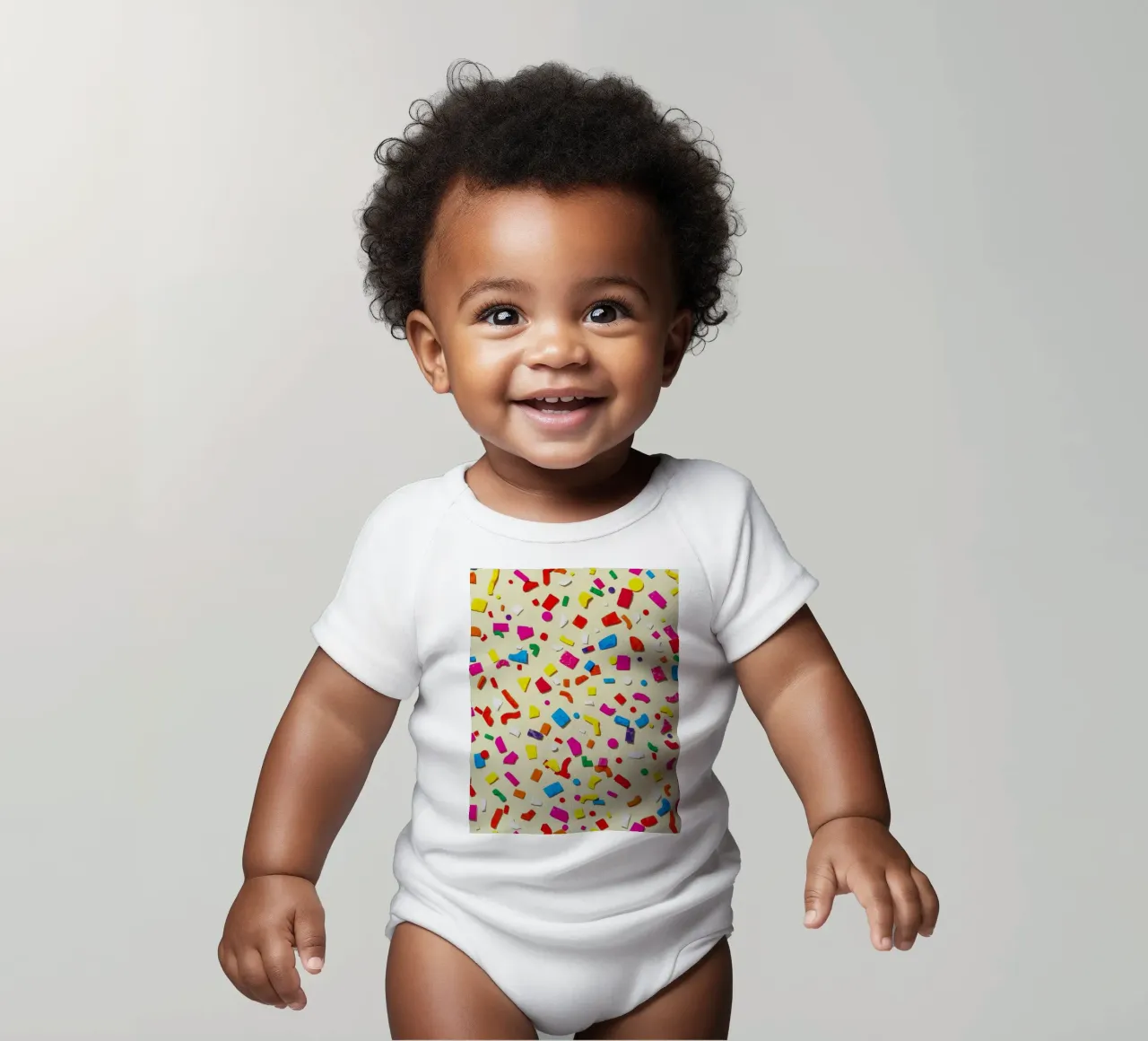 Design astratto e colorato con forme vivaci su una superficie leggera. body neonato maniche corte da DesignDoodle