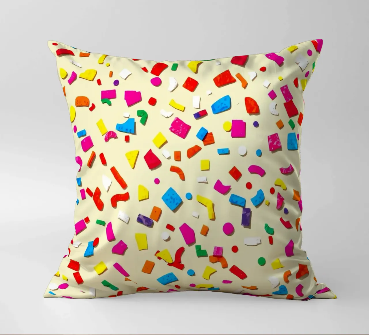 Design astratto e colorato con forme vivaci su una superficie leggera. cuscino da DesignDoodle