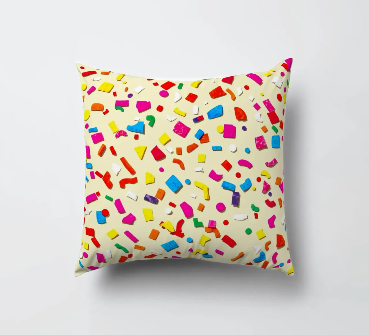 Design astratto e colorato con forme vivaci su una superficie leggera. cuscino da DesignDoodle