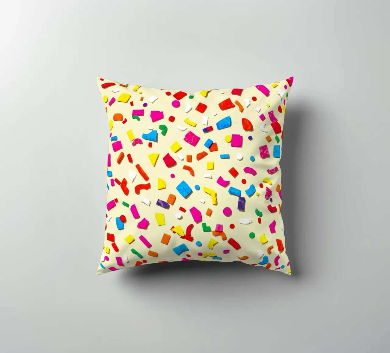 Design astratto e colorato con forme vivaci su una superficie leggera. cuscino da DesignDoodle