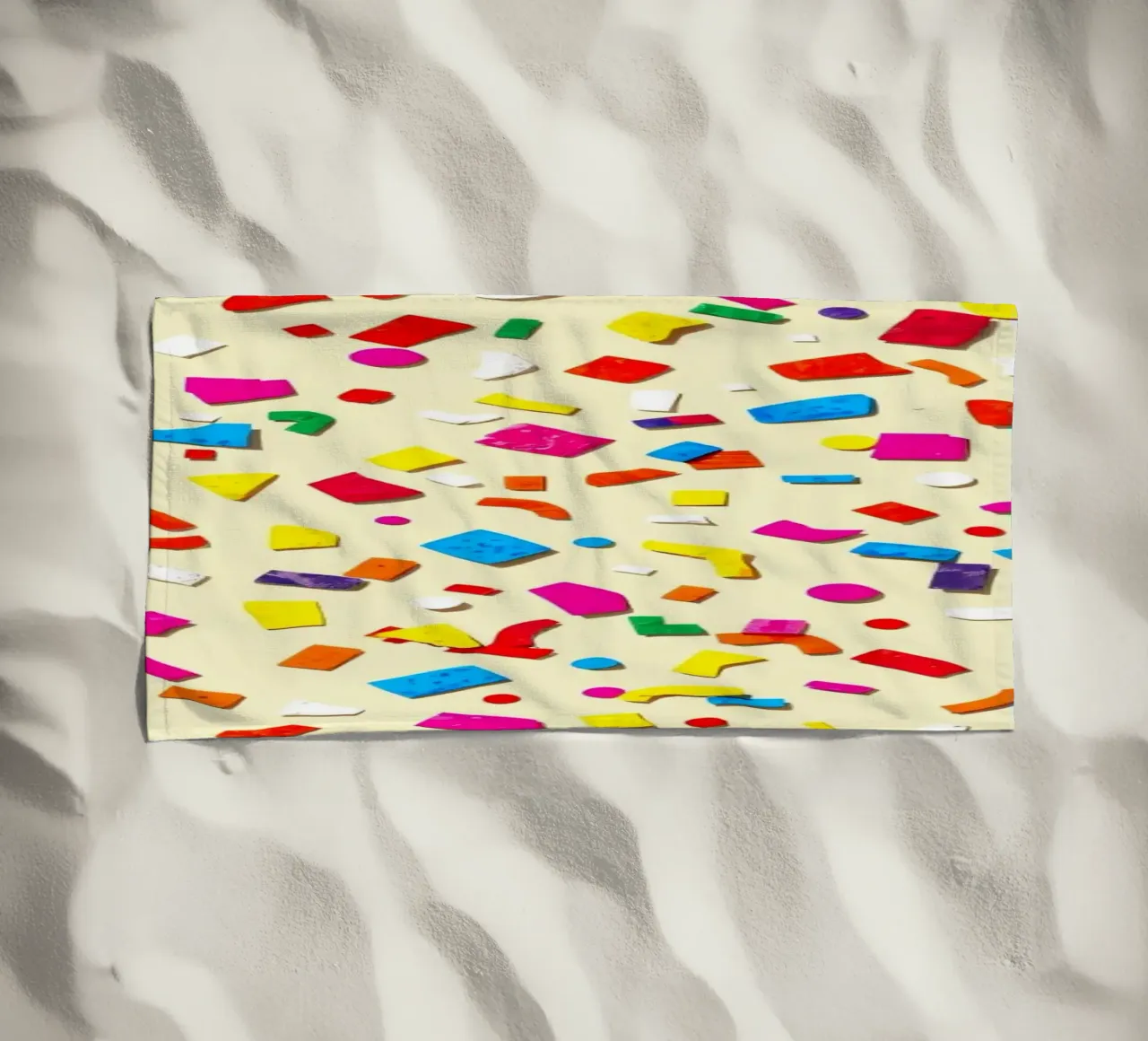 Design astratto e colorato con forme vivaci su una superficie leggera. telo mare da DesignDoodle