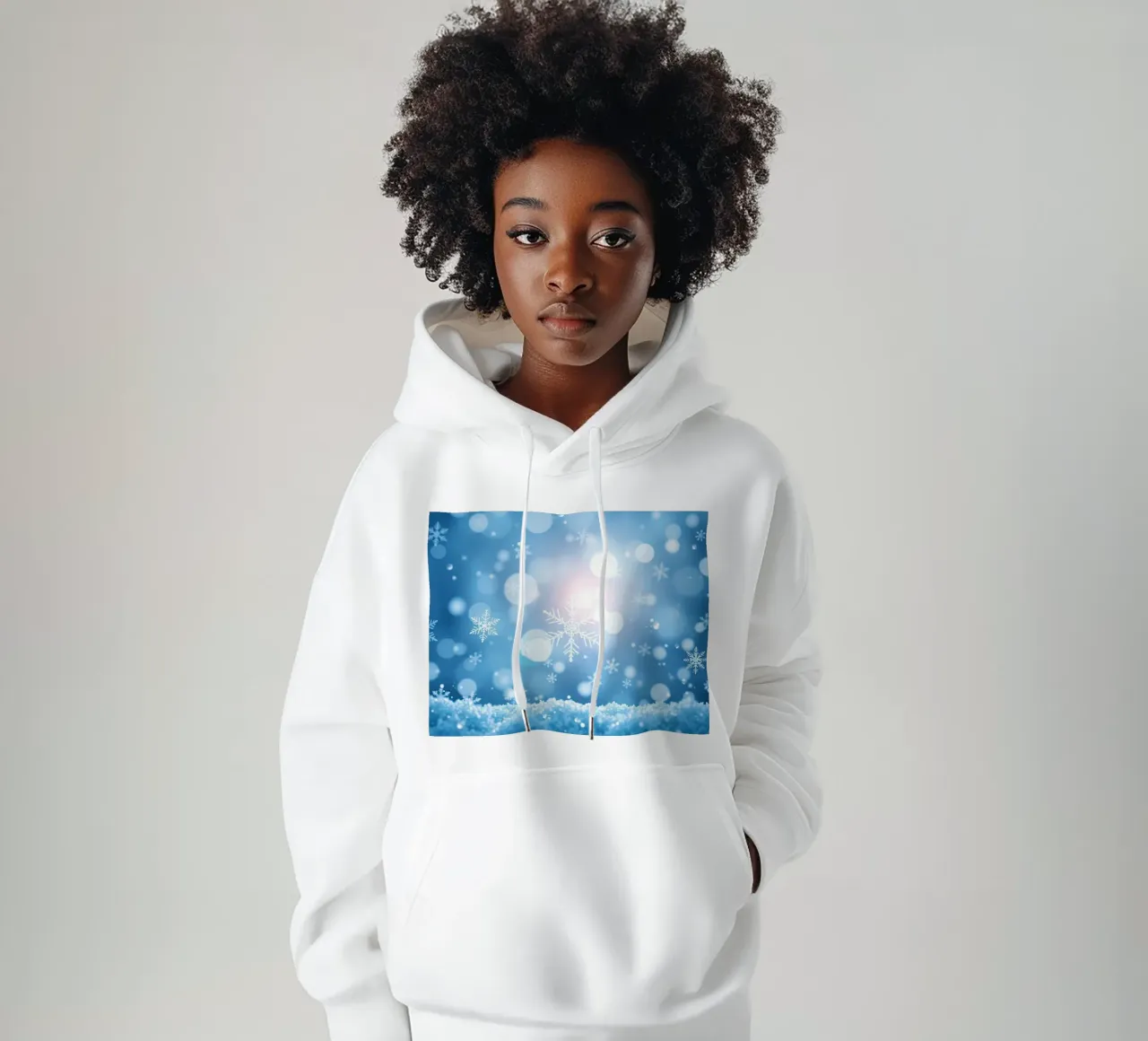 Sfondo astratto invernale con fiocchi di neve e scintillio felpa con cappuccio da DesignDoodle