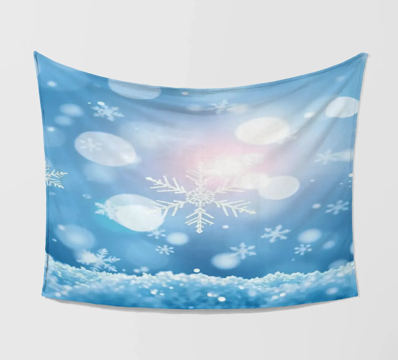 Winter abstract background with snowflakes and shimmering fleece blanket by DesignDoodle