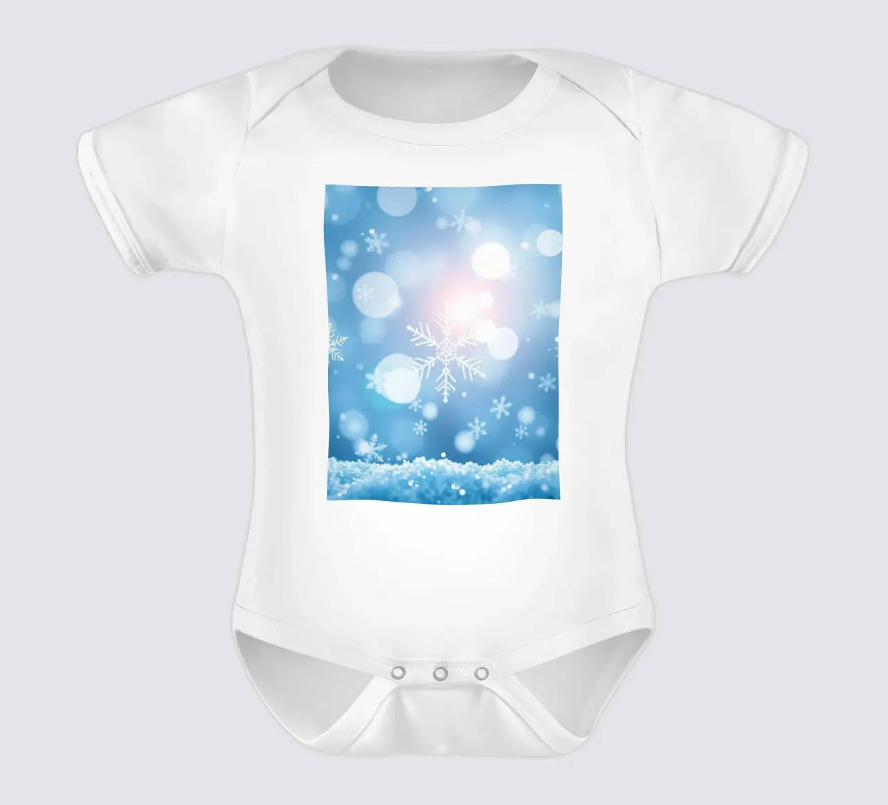 Sfondo astratto invernale con fiocchi di neve e scintillio body neonato maniche corte da DesignDoodle