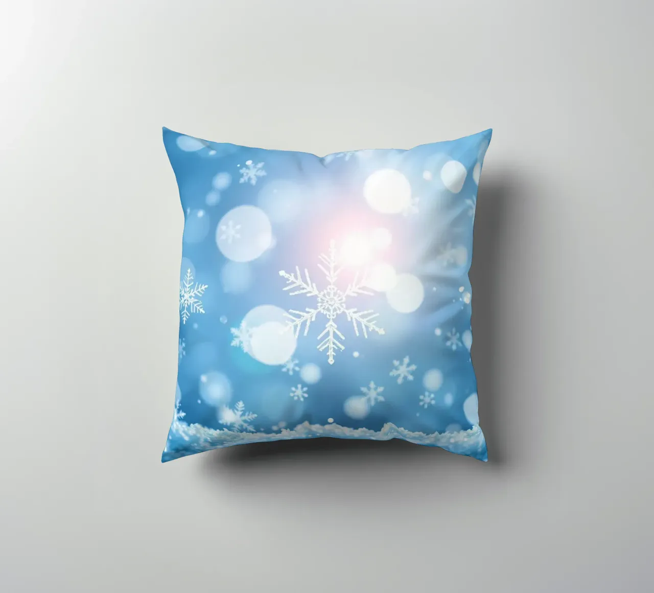 Sfondo astratto invernale con fiocchi di neve e scintillio cuscino da DesignDoodle