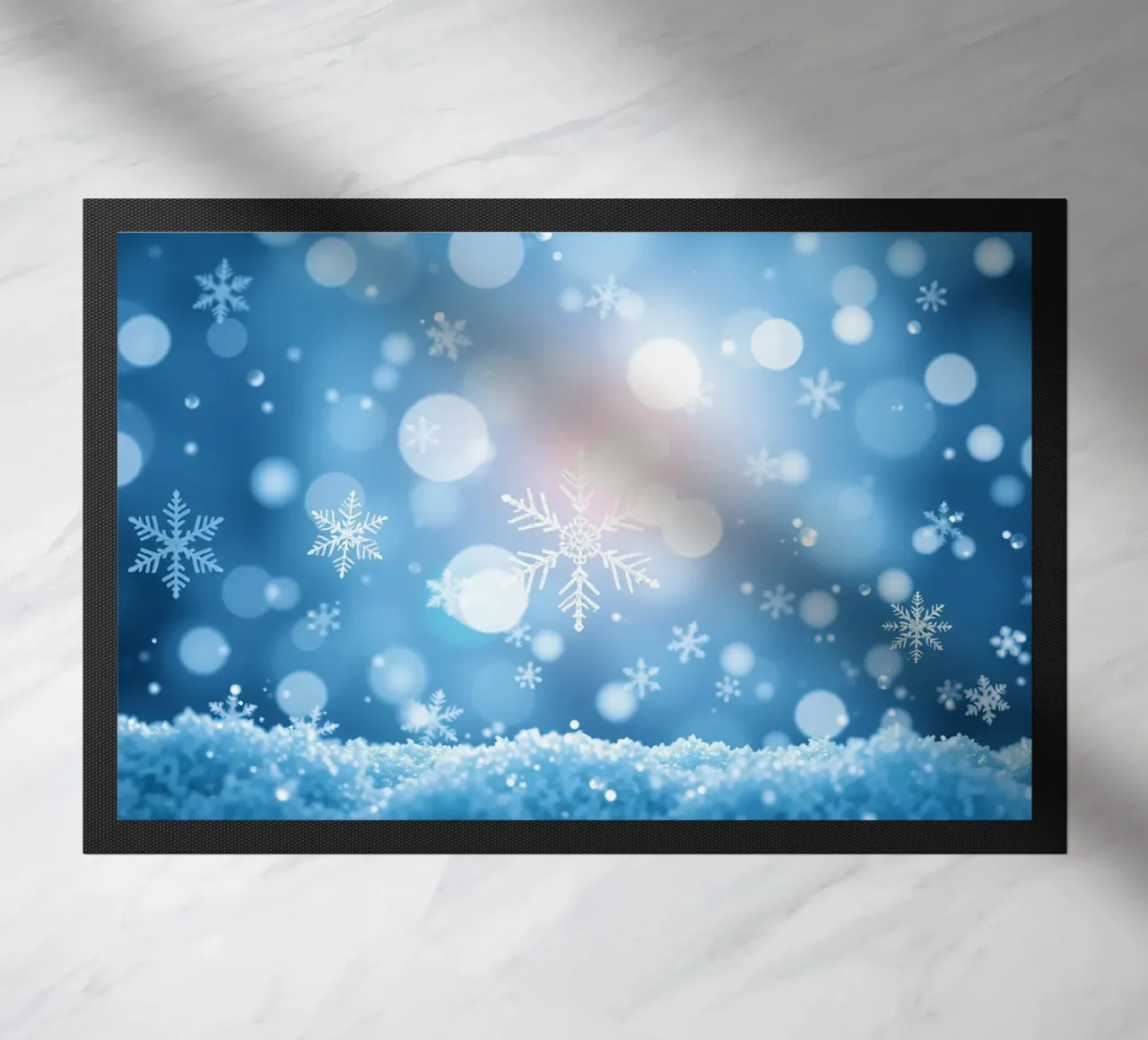 Sfondo astratto invernale con fiocchi di neve e scintillio zerbino da DesignDoodle