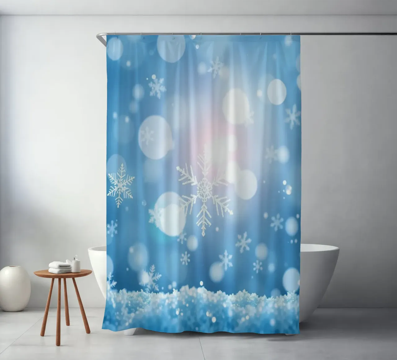 Sfondo astratto invernale con fiocchi di neve e scintillio tenda da doccia da DesignDoodle