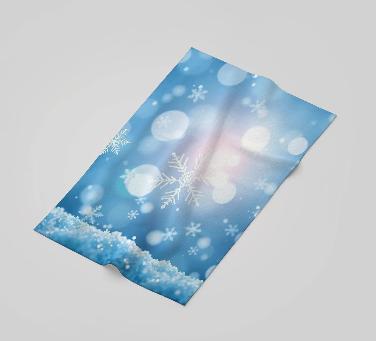 Sfondo astratto invernale con fiocchi di neve e scintillio telo mare da DesignDoodle