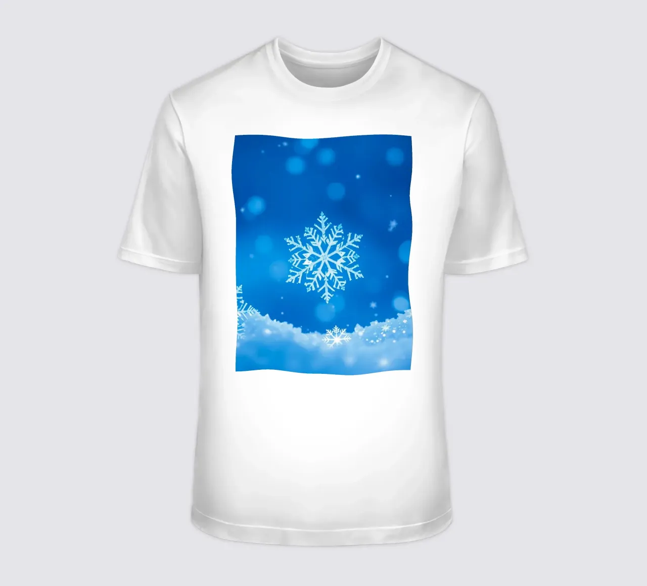 sfondo invernale con fiocchi di neve e un disegno blu. t-shirt da DesignDoodle