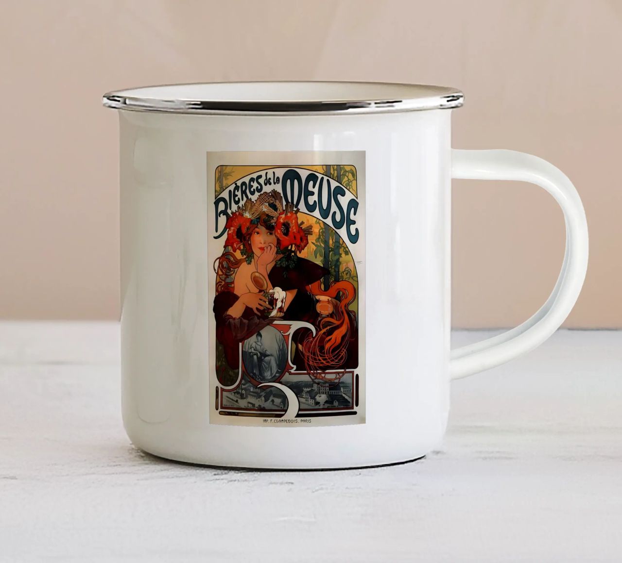 Alphonse Mucha Art Nouveau tazza in smalto da diedrich