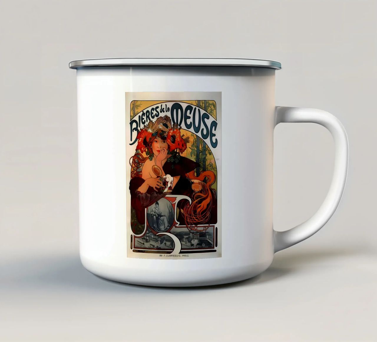 Alphonse Mucha Art Nouveau tazza in smalto da diedrich