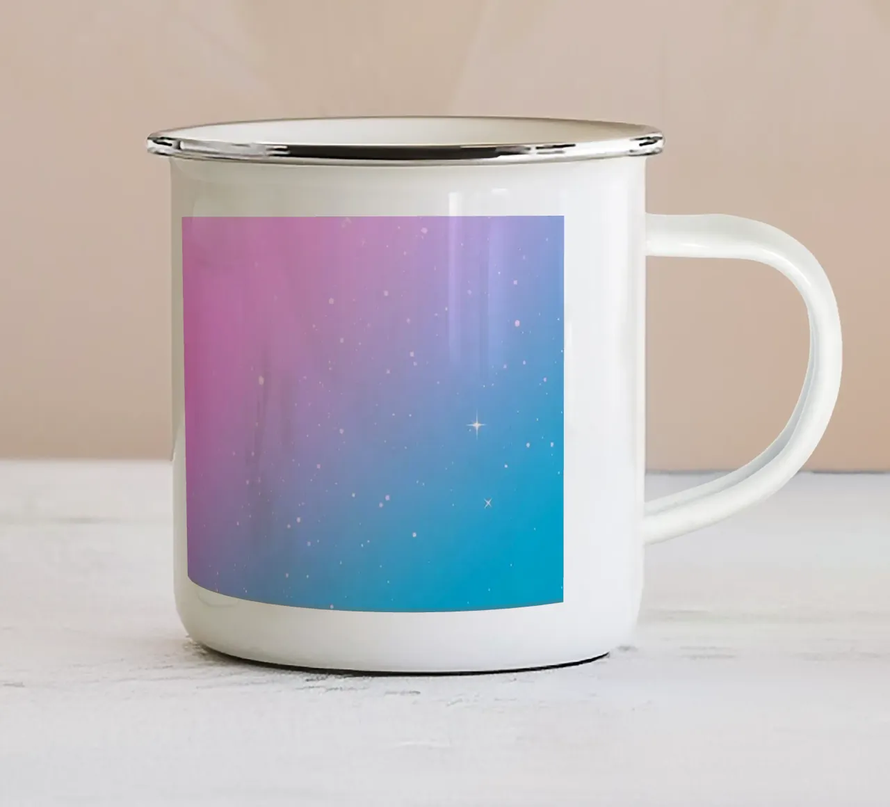 background with gradient colors and sparkling elements enamel mug by DesignDoodle