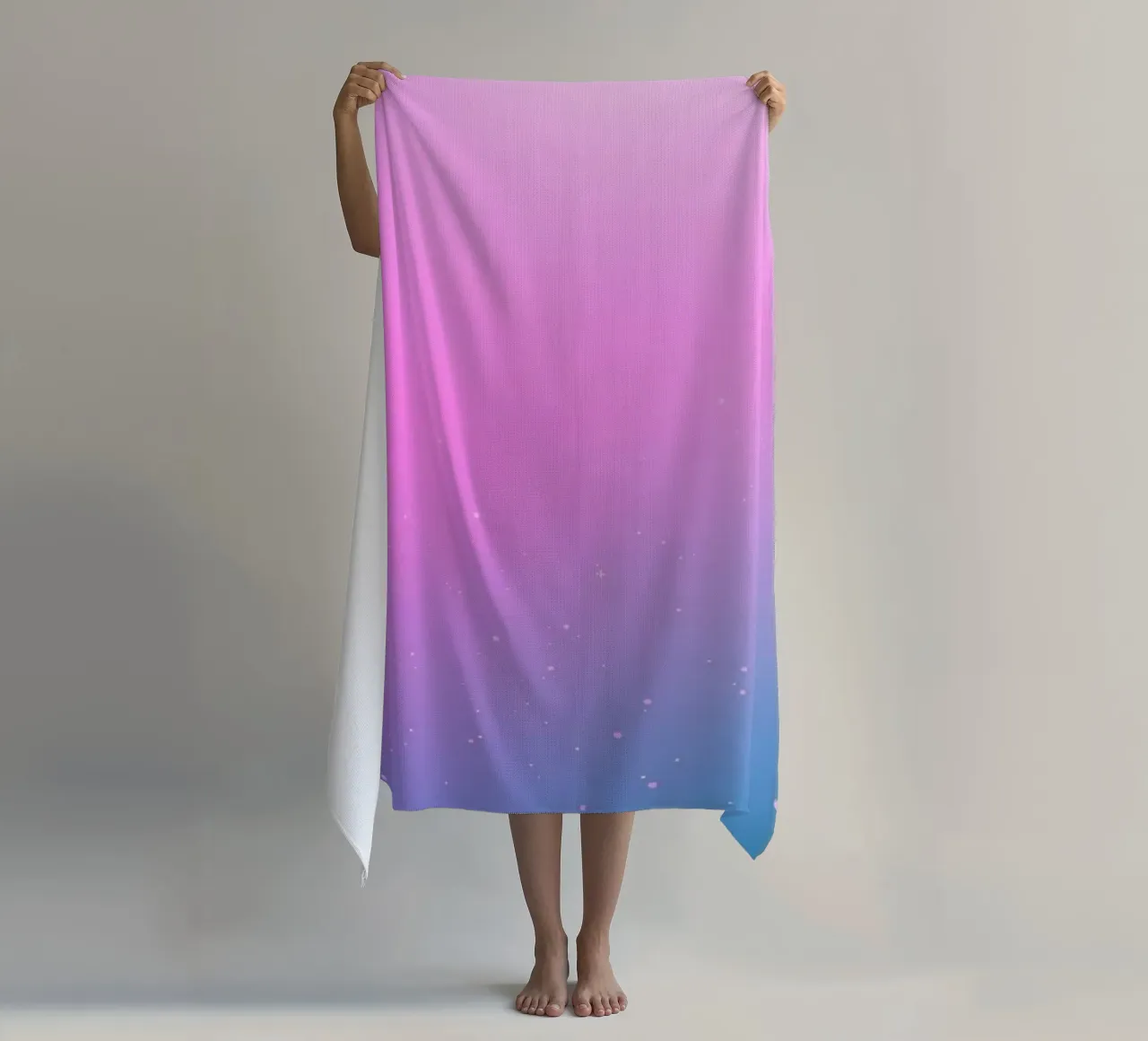 background with gradient colors and sparkling elements beach towel by DesignDoodle