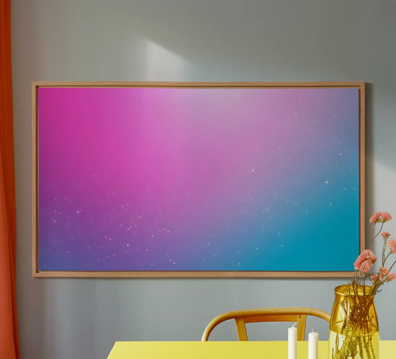 background with gradient colors and sparkling elements alu-dibond by DesignDoodle