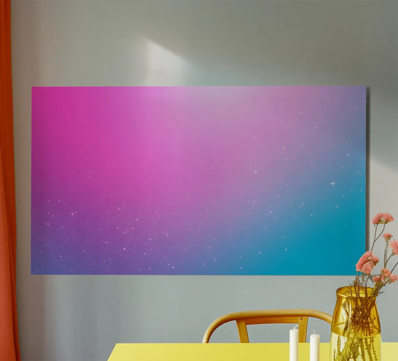 background with gradient colors and sparkling elements alu-dibond by DesignDoodle