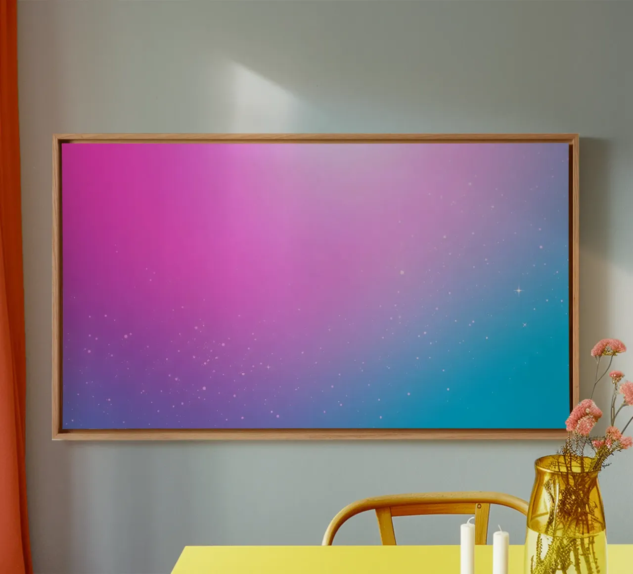 arrière-plan avec des couleurs dégradées et des éléments scintillants toile de DesignDoodle