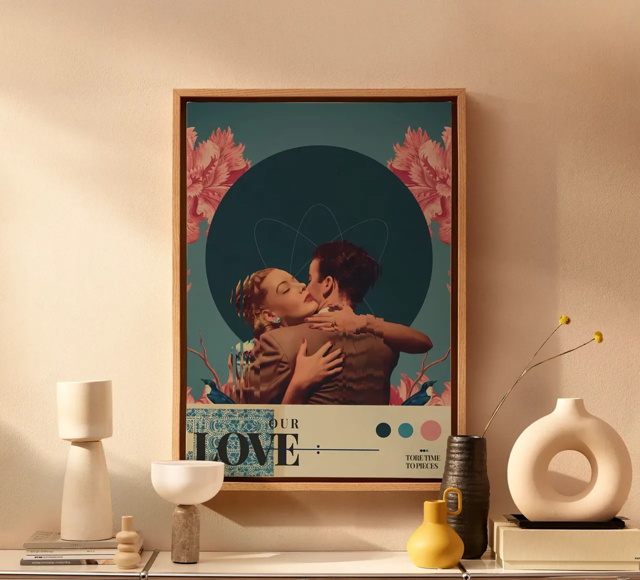 Onze liefde verscheurde de tijd canvas met Baklijst van diedrich