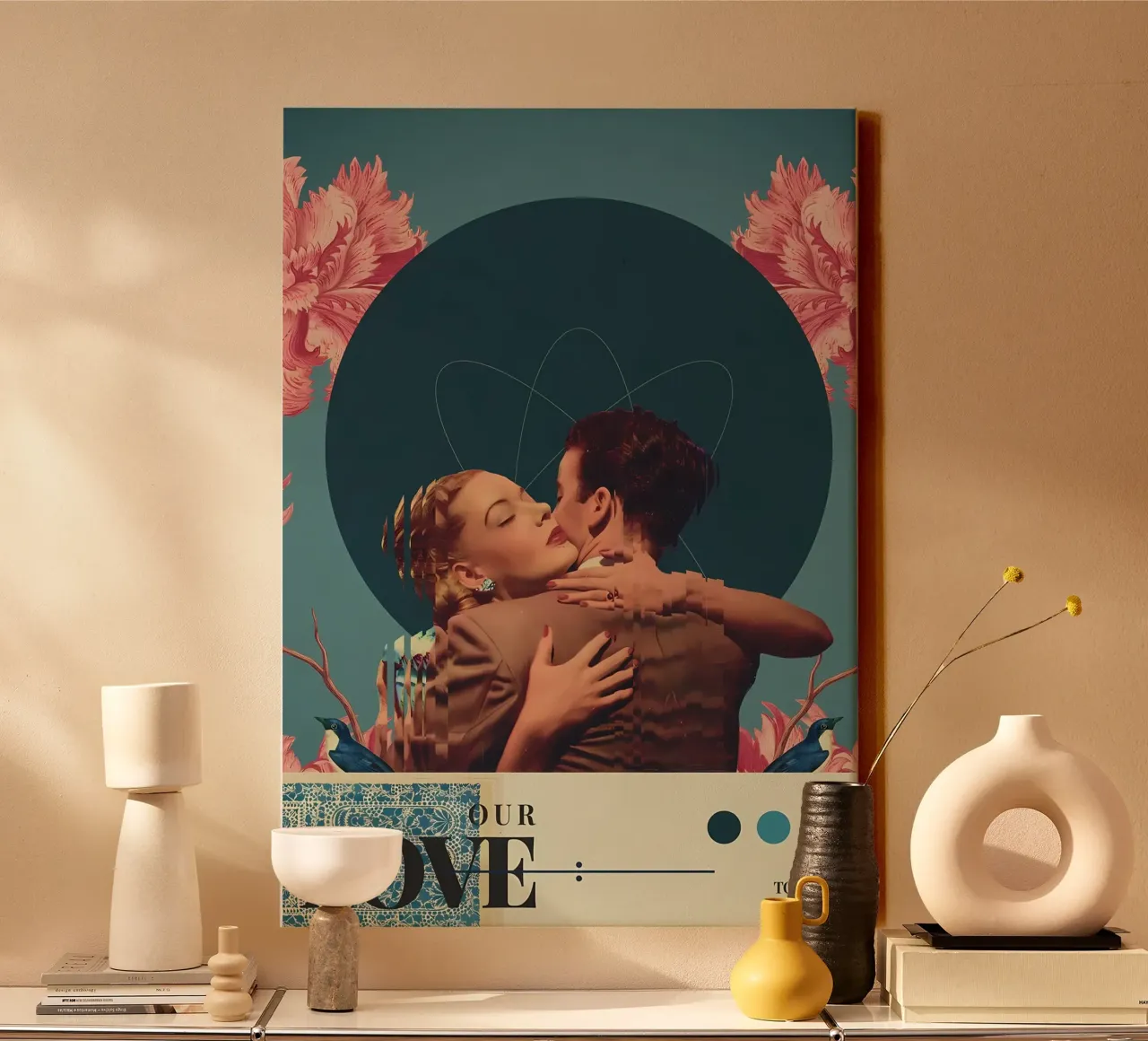 Onze liefde verscheurde de tijd canvas met Baklijst van diedrich