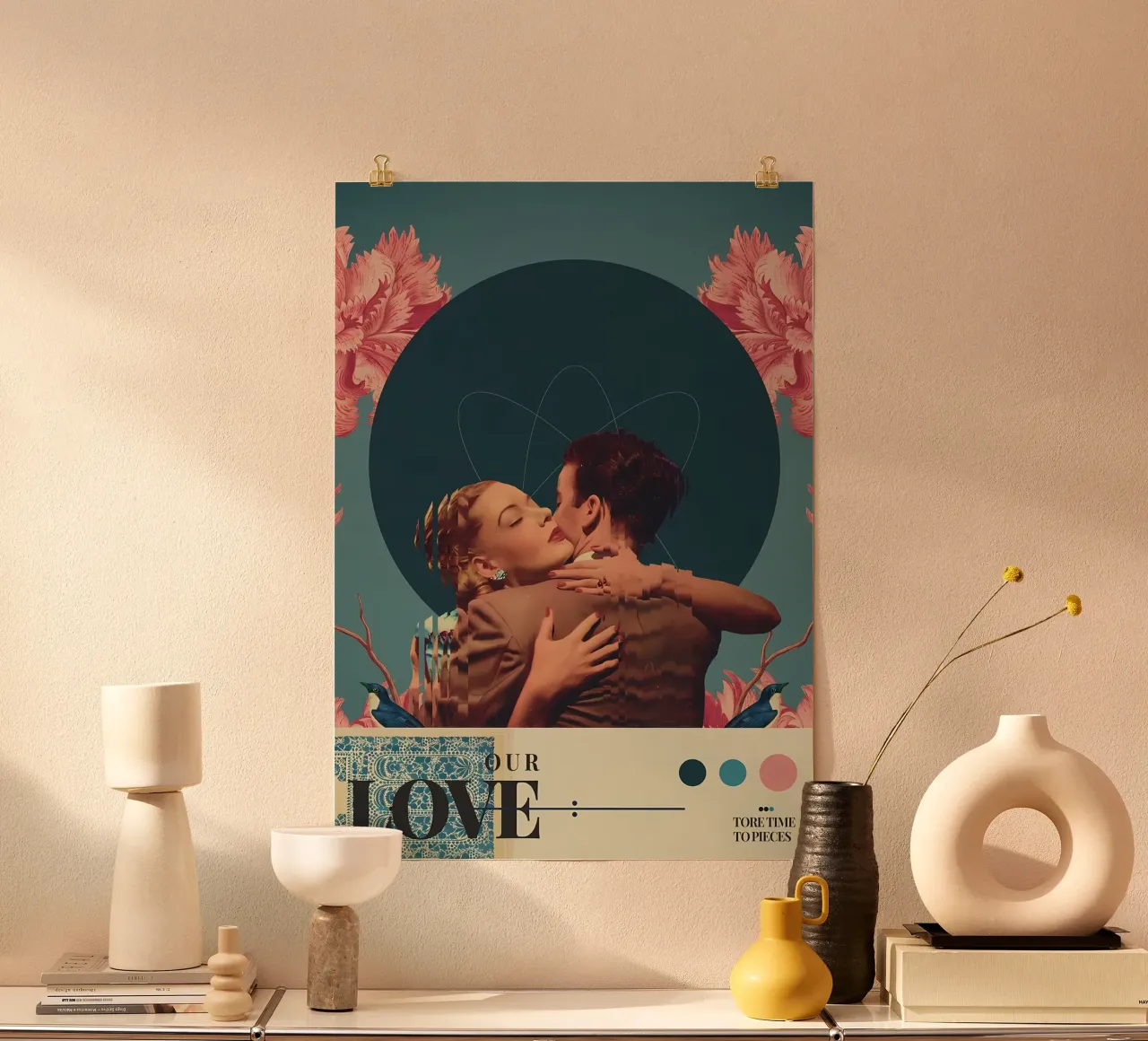 Unsere Liebe zerriss die Zeit Poster mit Aluminium Rahmen von diedrich