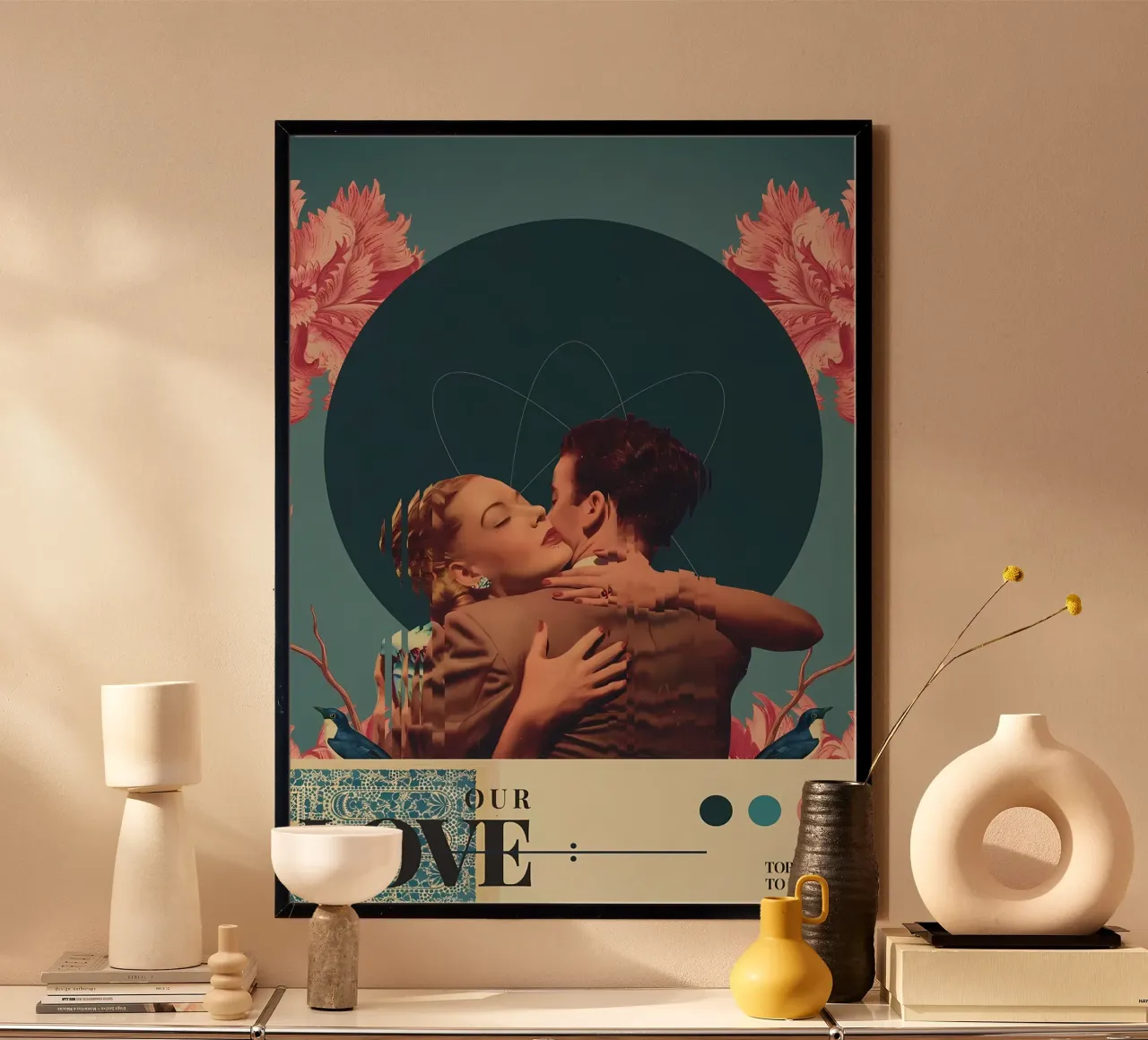 Unsere Liebe zerriss die Zeit Poster mit Aluminium Rahmen von diedrich