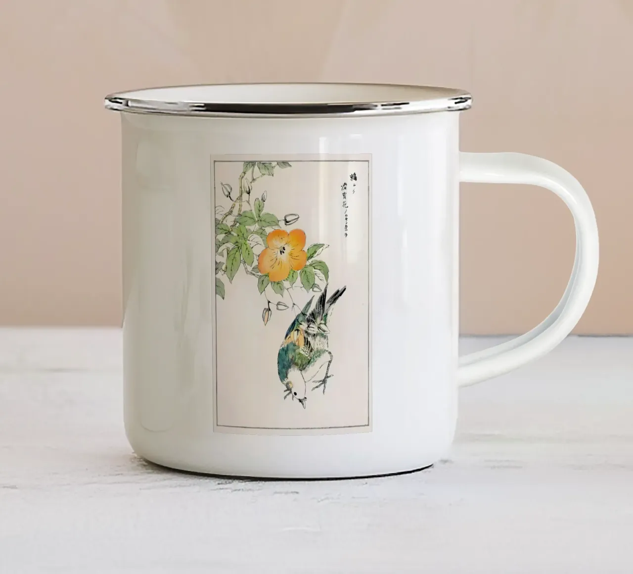 Ukiyo e Autumn Bird tazza in smalto da diedrich