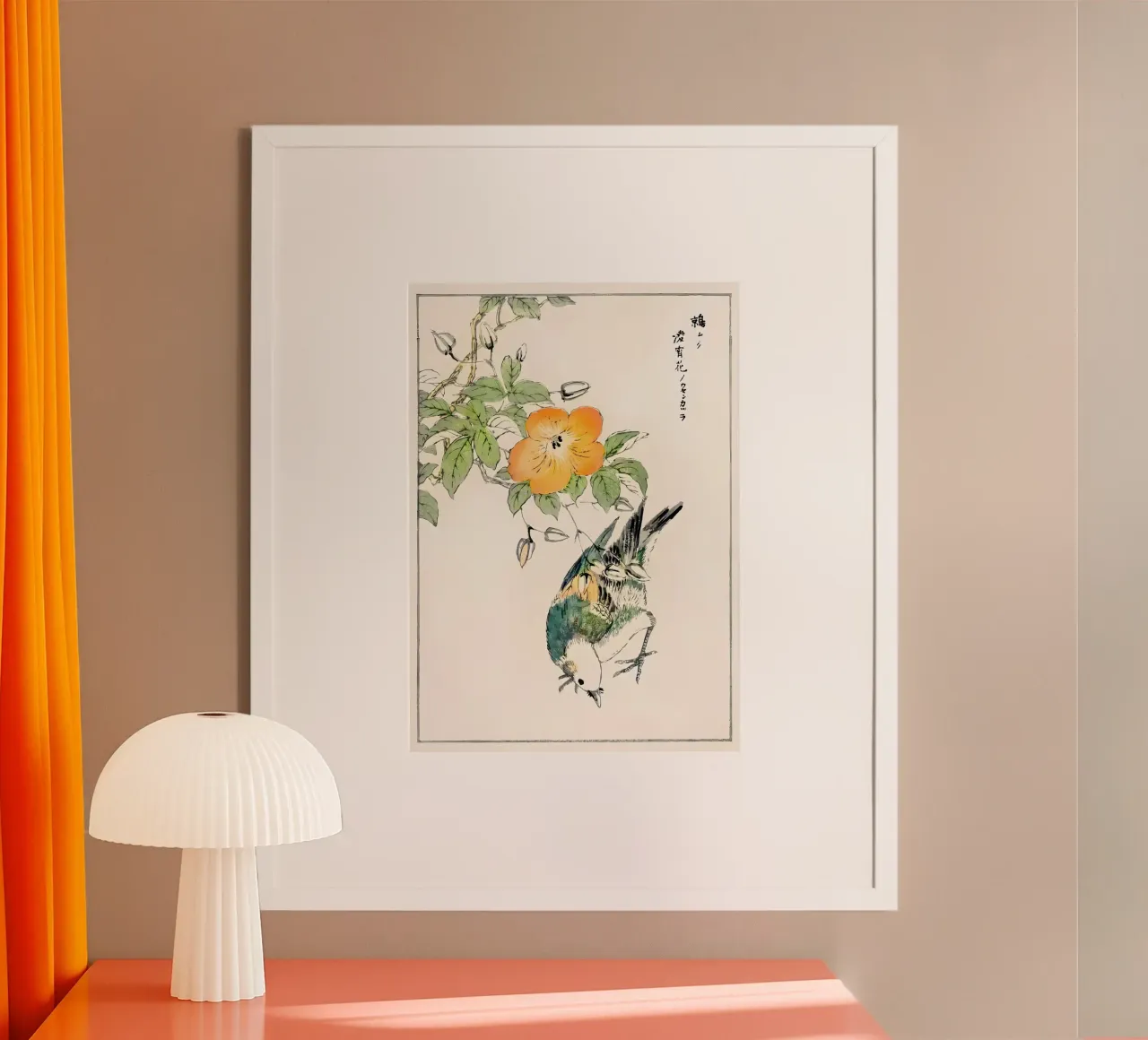 Ukiyo e Autumn Bird poster con telaio in alluminio da diedrich
