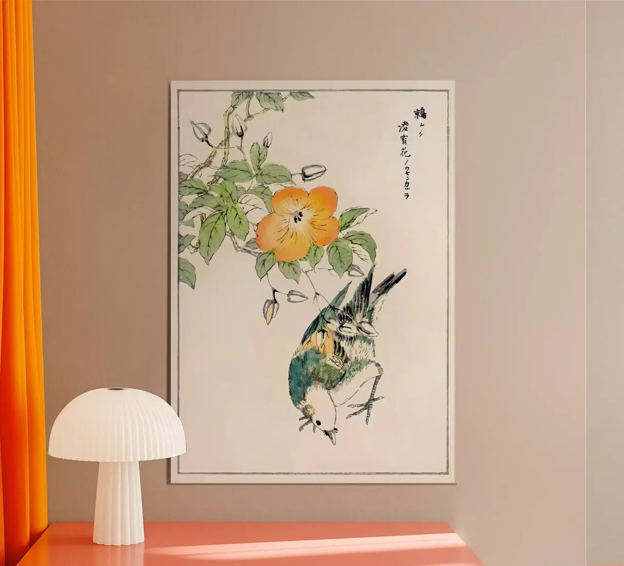 Ukiyo e Autumn Bird poster con telaio in alluminio da diedrich