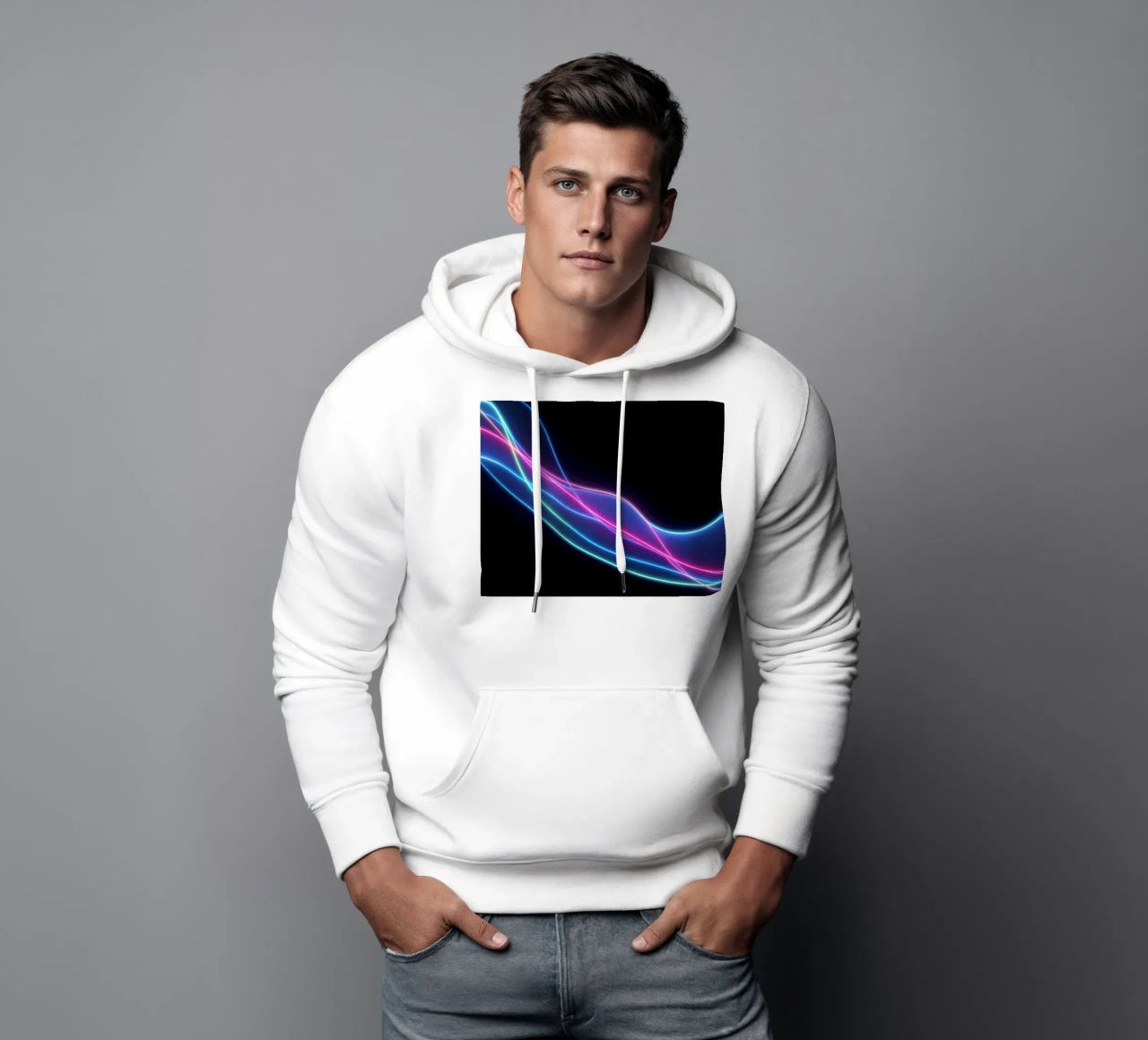 Sfondo astratto con linee colorate e fluide, onde felpa con cappuccio da DesignDoodle