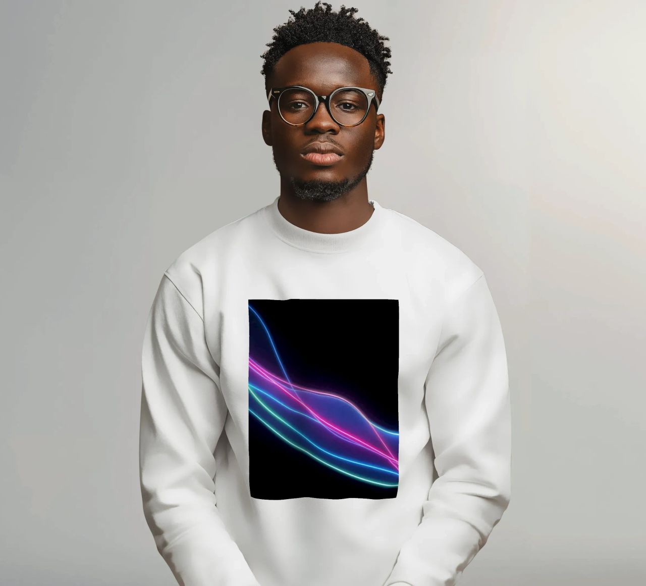 abstract background featuring colorful flowing lines, waves sweatshirt by DesignDoodle