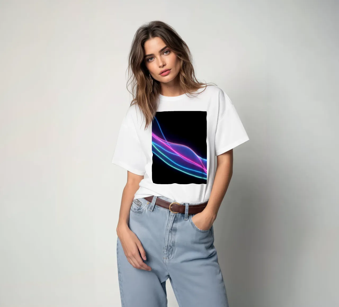 abstract background featuring colorful flowing lines, waves t-shirt by DesignDoodle