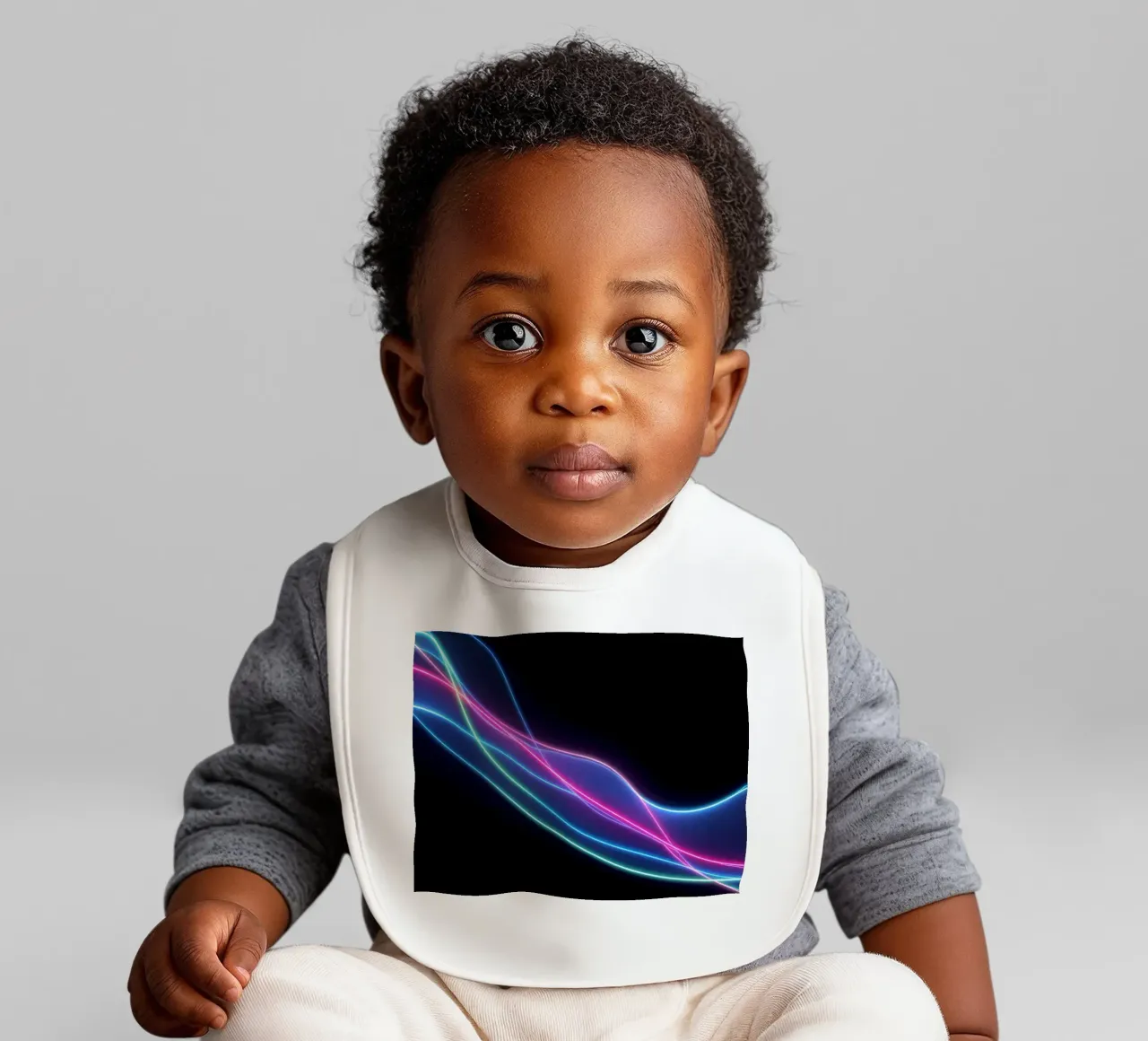abstract background featuring colorful flowing lines, waves baby bib by DesignDoodle