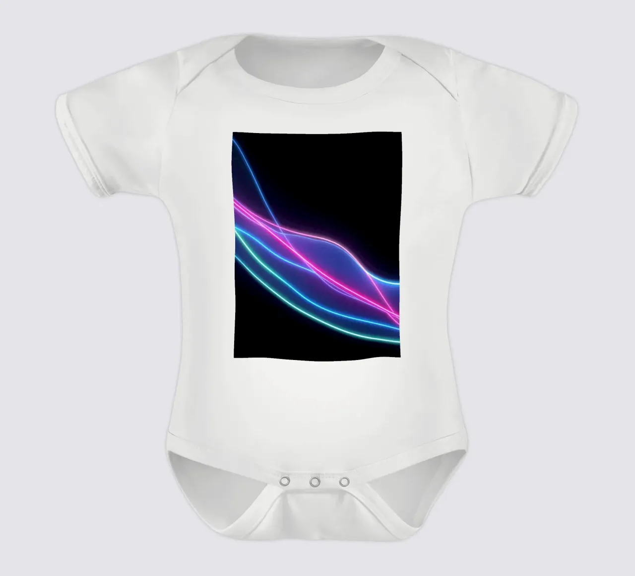 abstract background featuring colorful flowing lines, waves short-sleeve baby romper by DesignDoodle