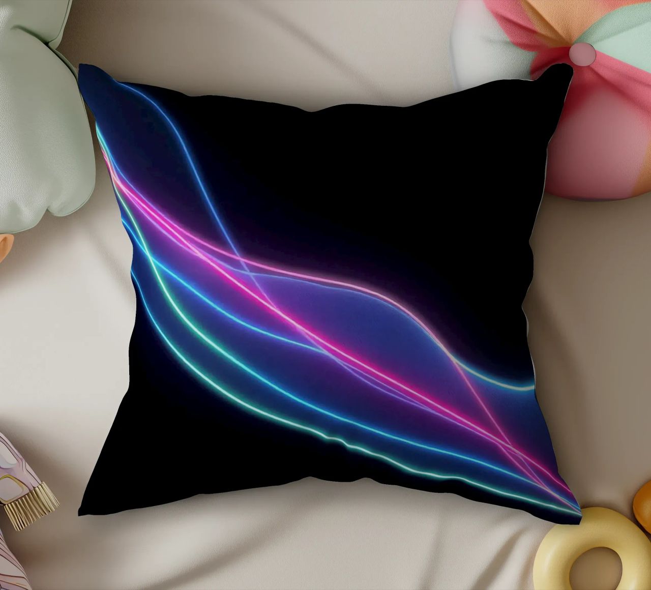Sfondo astratto con linee colorate e fluide, onde cuscino da DesignDoodle