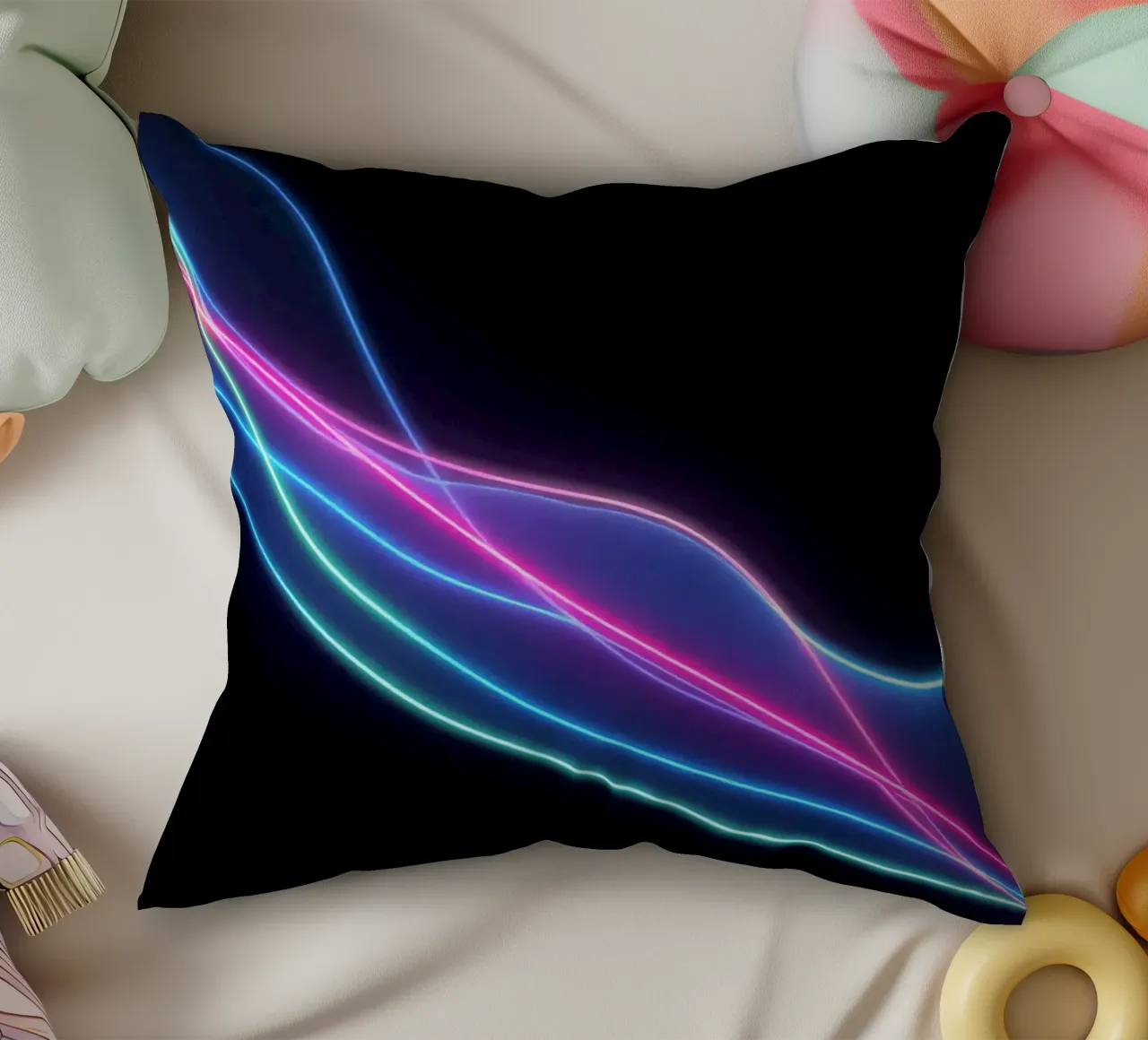Sfondo astratto con linee colorate e fluide, onde cuscino da DesignDoodle