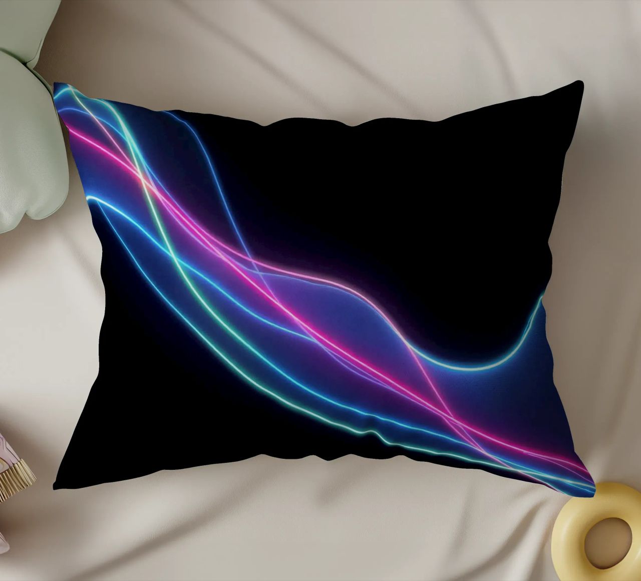 Sfondo astratto con linee colorate e fluide, onde cuscino da DesignDoodle