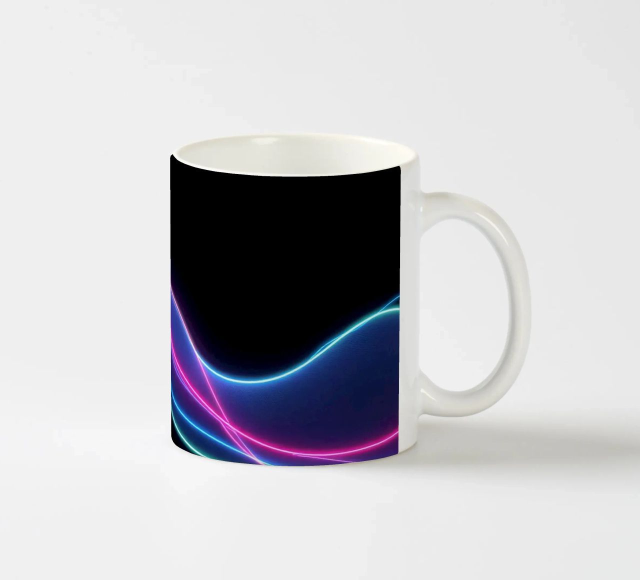 abstract background featuring colorful flowing lines, waves ceramic mug by DesignDoodle