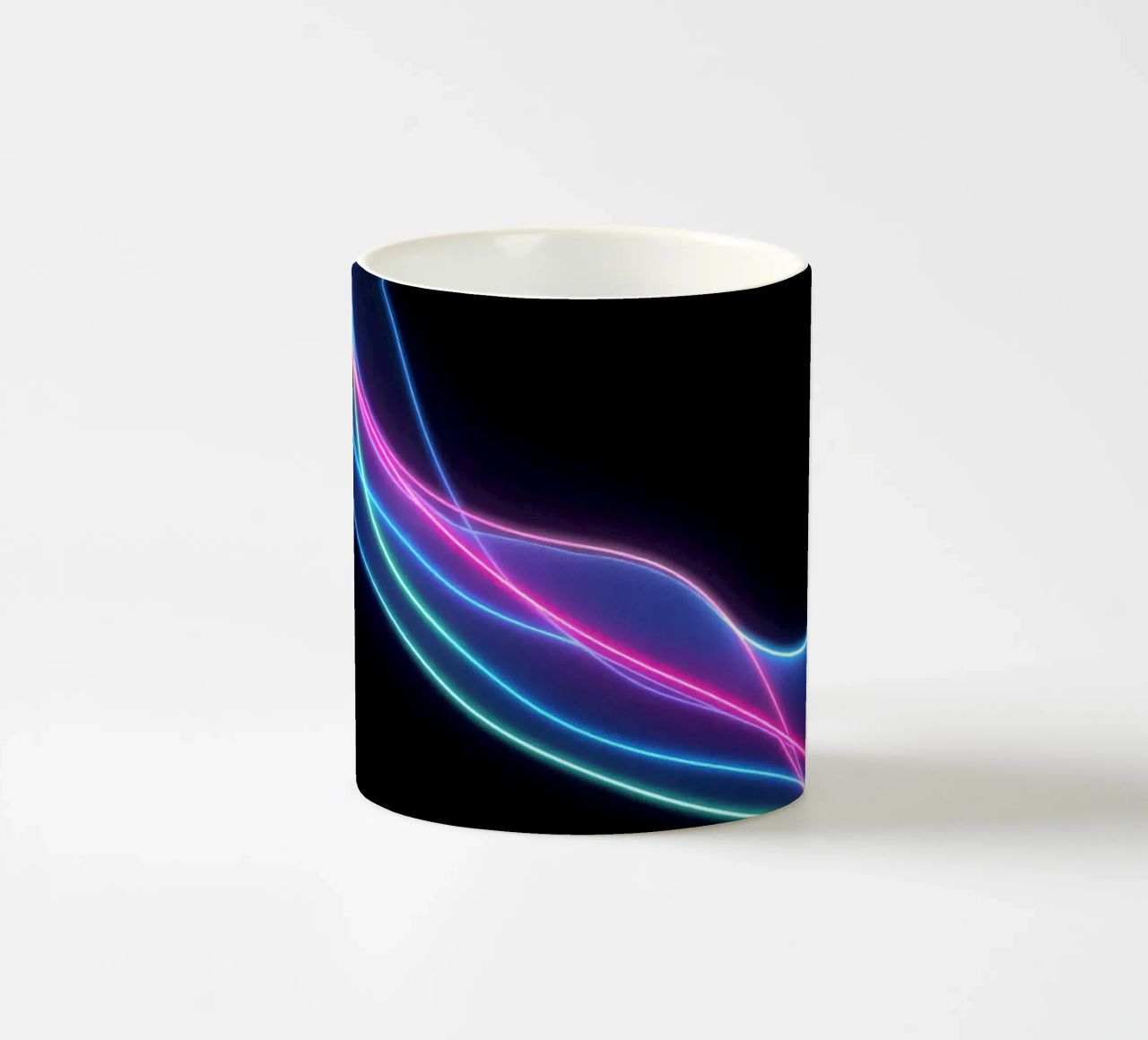 abstract background featuring colorful flowing lines, waves ceramic mug by DesignDoodle