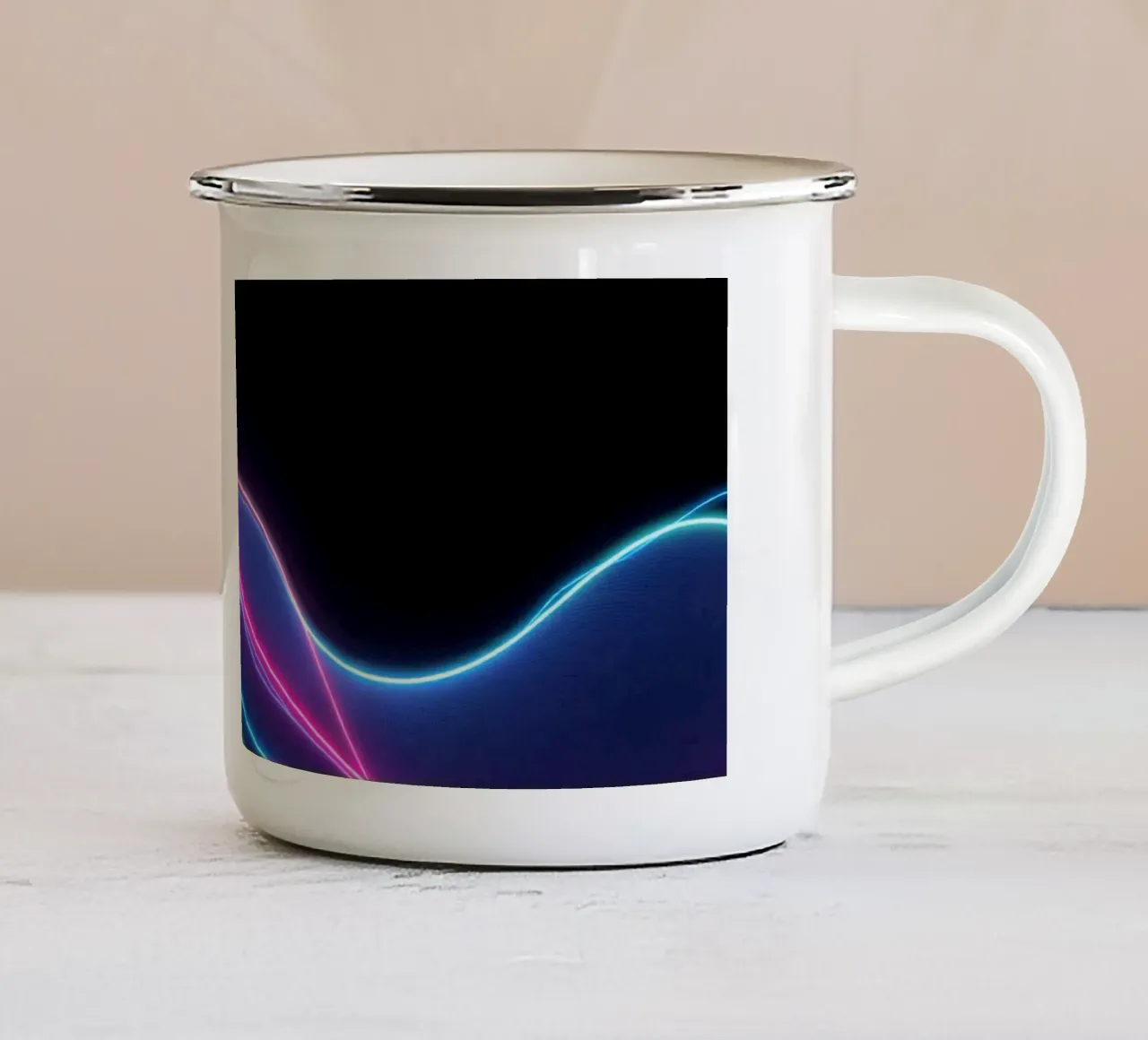 fond abstrait avec des lignes colorées et fluides, des vagues mug en émail de DesignDoodle