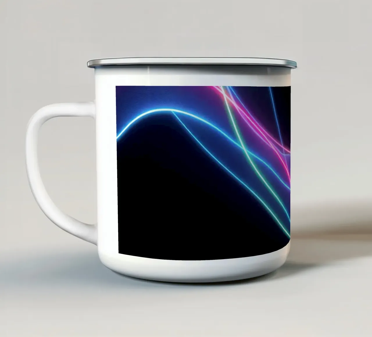 fond abstrait avec des lignes colorées et fluides, des vagues mug en émail de DesignDoodle