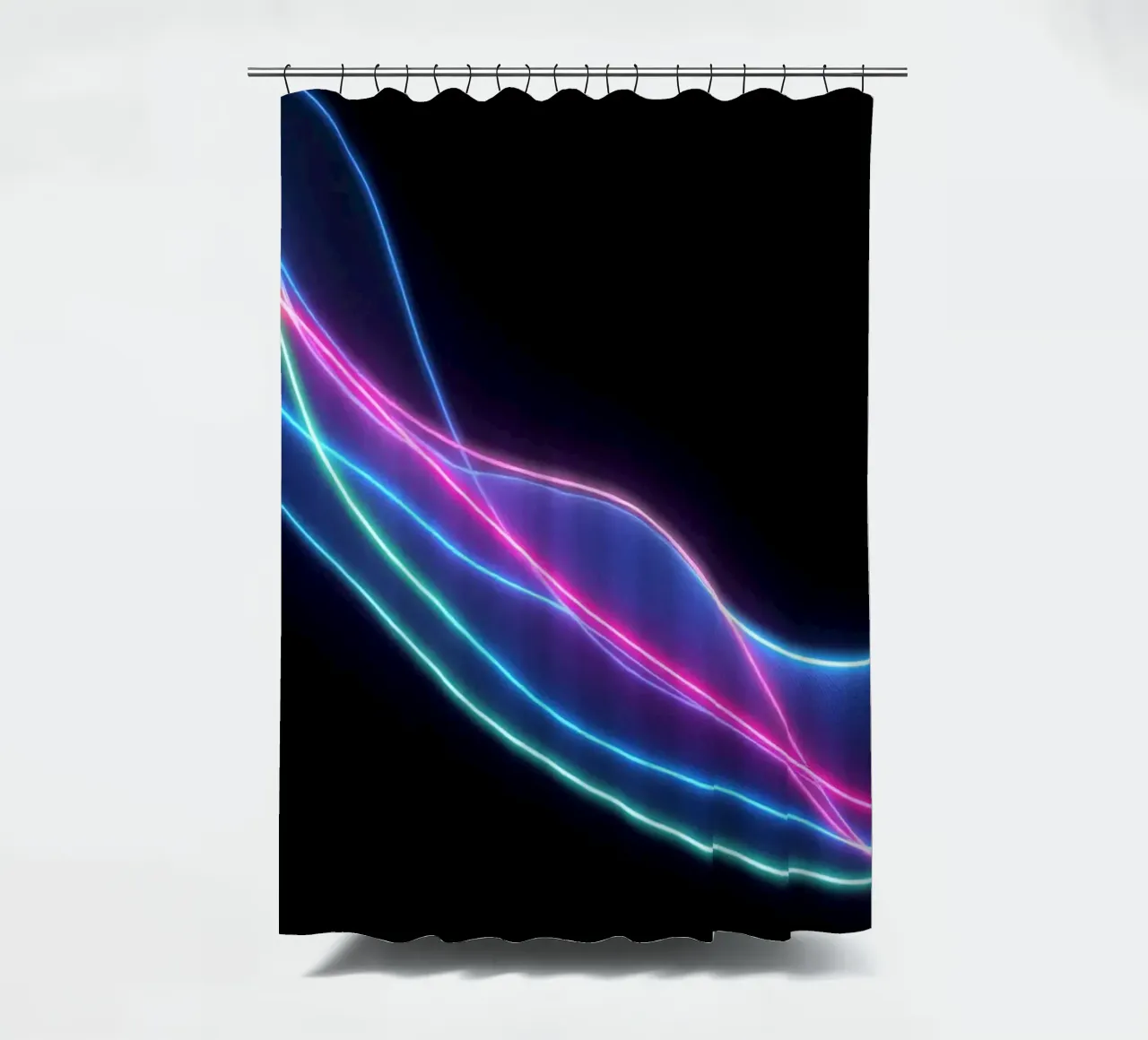 abstract background featuring colorful flowing lines, waves shower curtain by DesignDoodle