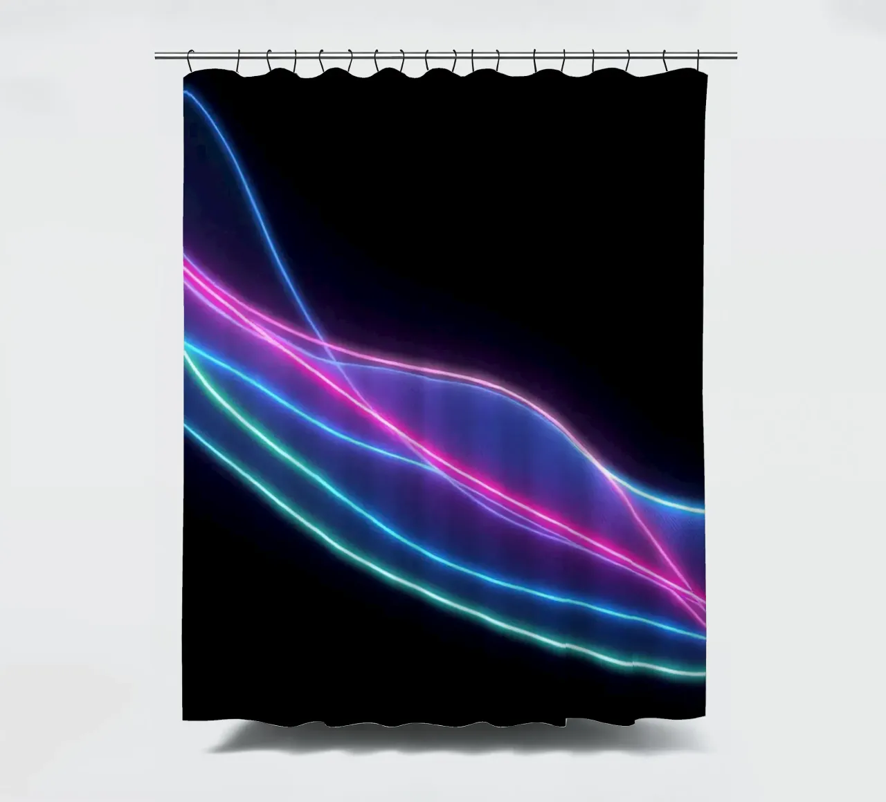 abstract background featuring colorful flowing lines, waves shower curtain by DesignDoodle