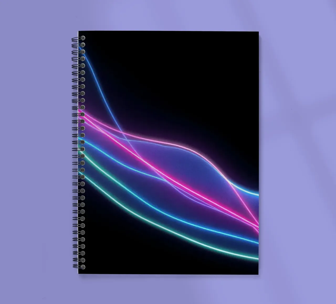 abstract background featuring colorful flowing lines, waves spiral notebook by DesignDoodle
